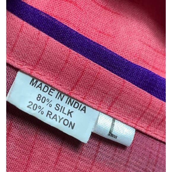 Wrap Sari Skirt Maxi Pink Reversible Chiffon Silk Blend Boho Gypsy Women 1 Sz - Picture 8 of 10